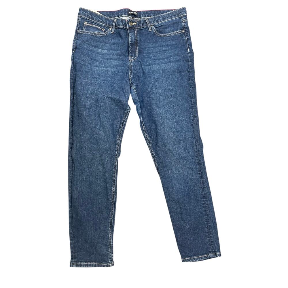 Nautica Jeans Women 14 Capri Blue Denim Stretch Mid Rise Cropped Casual Pants